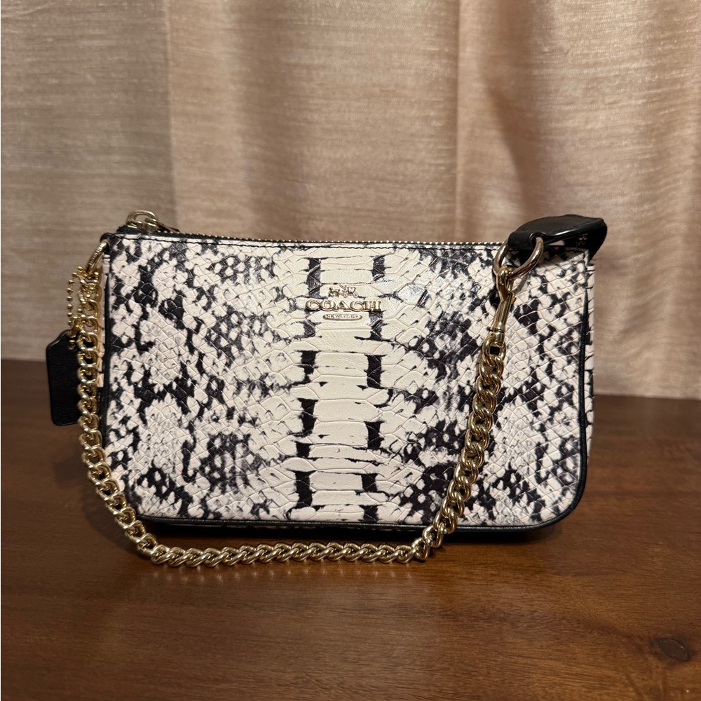 Coach Black and White Snakeskin Mini Purse